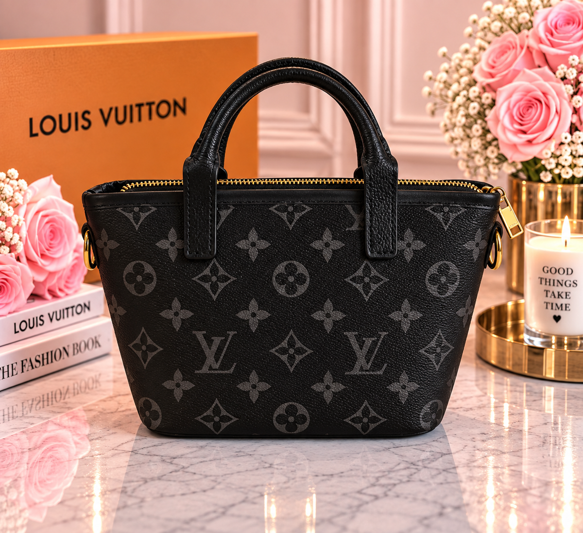 LV Black & Grey Mini Never Full